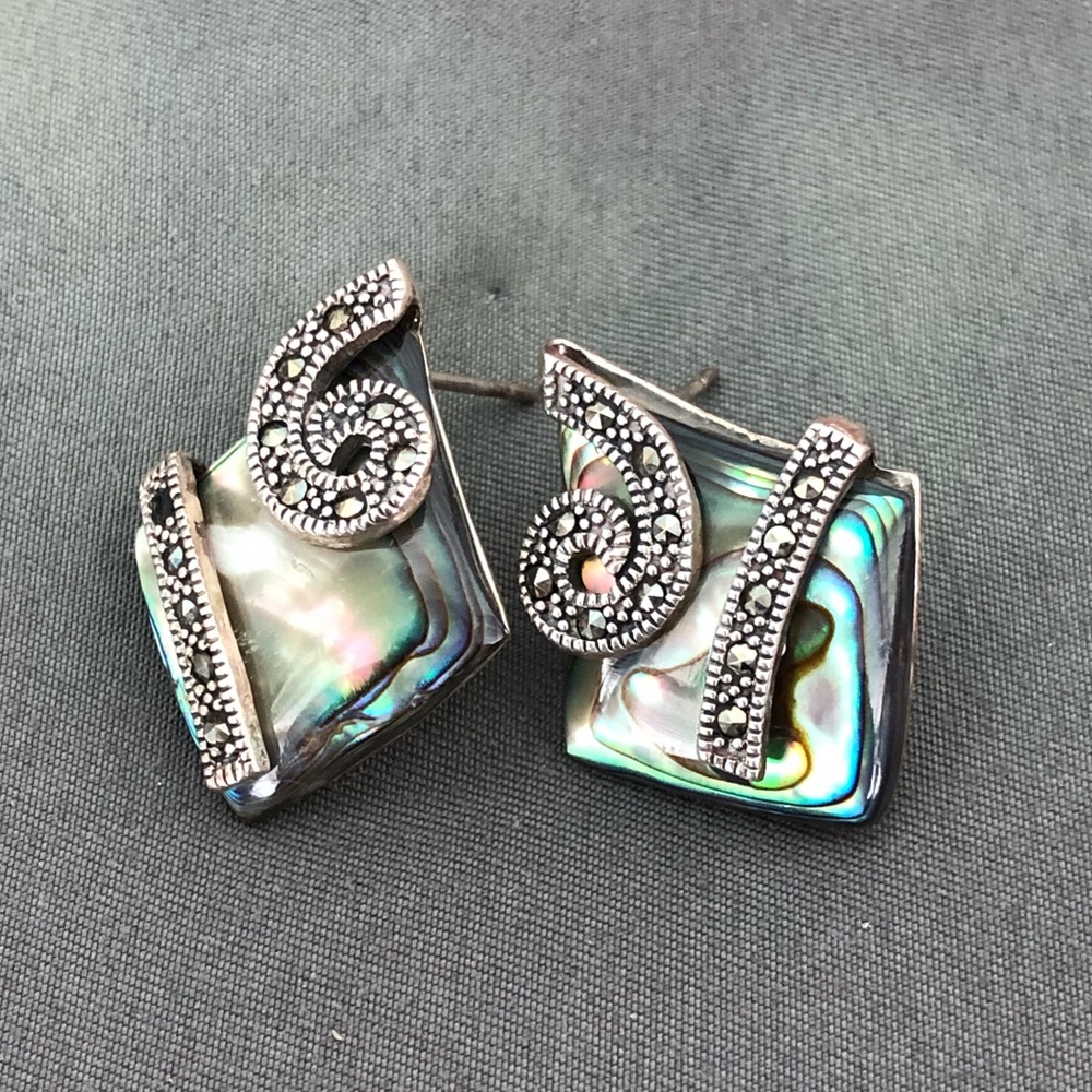 Anne Klein. Iridescent earrings w/ silver pendants